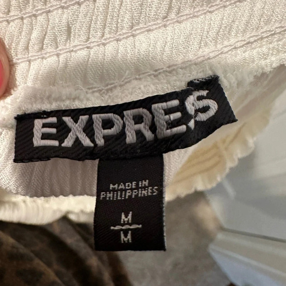 Express Off the Shoulder Ivory White Midi Medium Dress - Picture 6 of 6